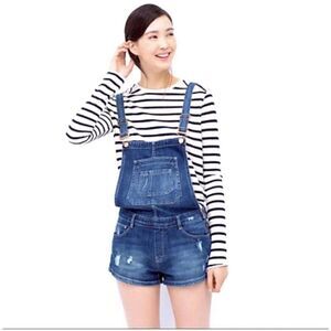 ZARA Trafaluc Denim Overall Shortalls Size Small Medium Wash